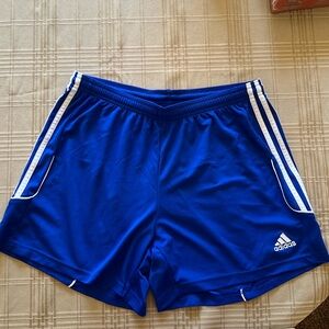 Adidas women’s royal blue Climalite exercise shorts, size L